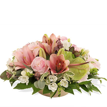 Composition ronde lys anthurium